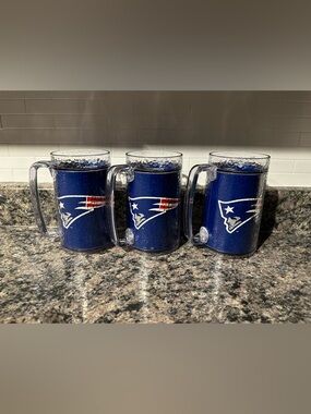 3 Unisex NFL New England Patriots Football Insulated Freezer Drinking Mug Cup